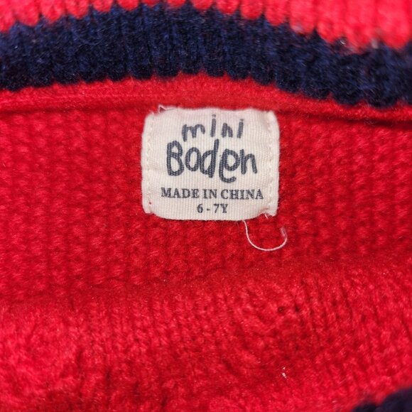 Mini Boden Red Cable Knit Wool Blend Sweater 6-7Y Kids Pullover Warm Winter Jump - Picture 3 of 5